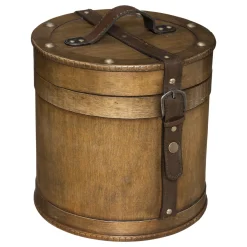 atmosphera Accesorios|Estilo Industrial>Caja Redonda De Madera 21x20x20.5Cm