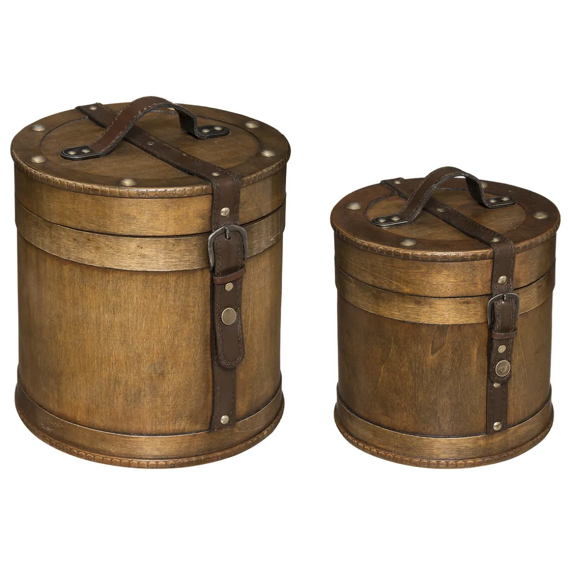 atmosphera Accesorios|Estilo Industrial>Caja Redonda De Madera 21x20x20.5Cm