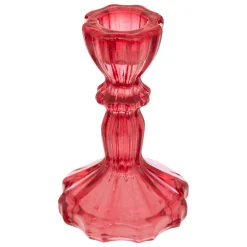 Portavelas Y Candelabros>Candelabro rojo de vidrio 11cm