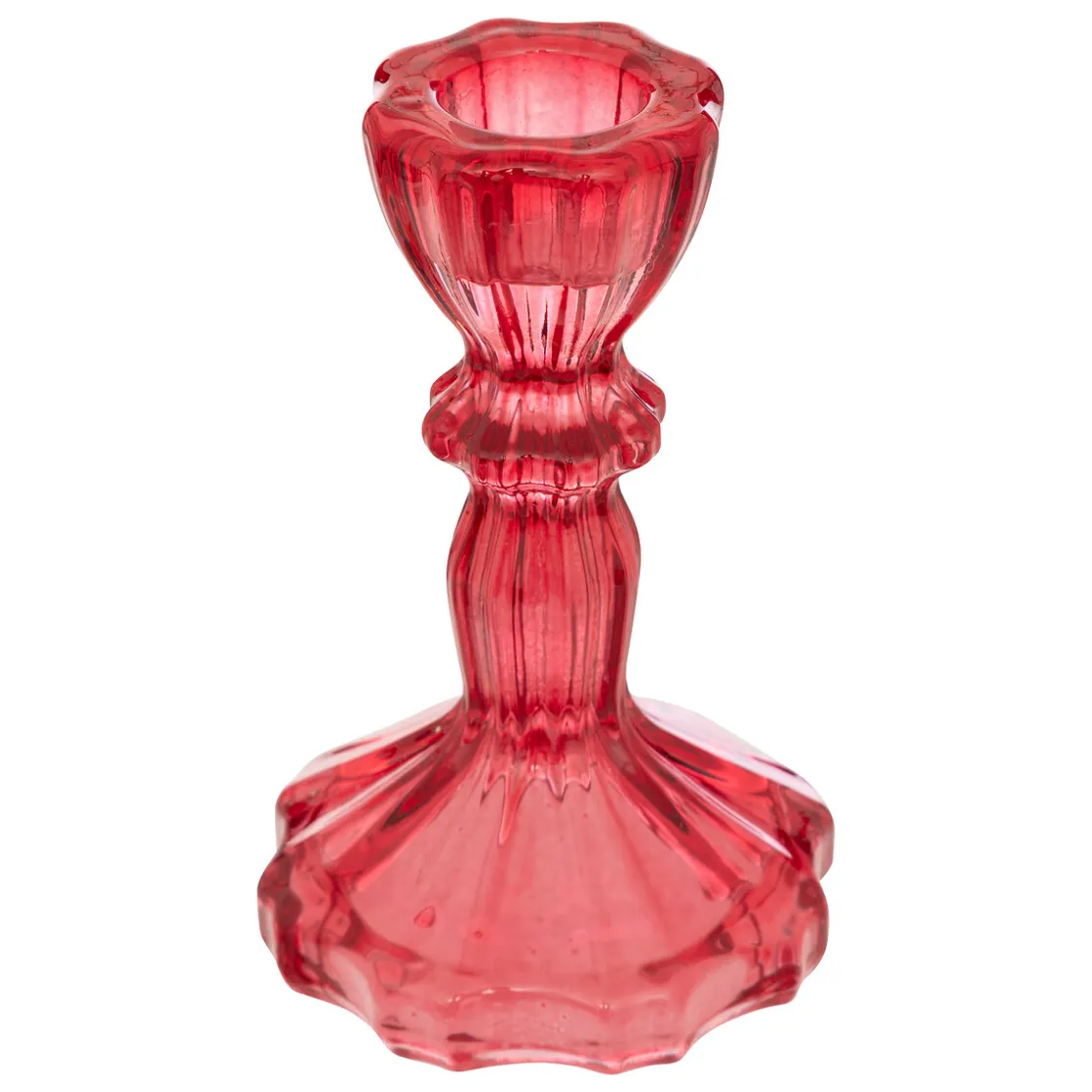 Portavelas Y Candelabros>Candelabro rojo de vidrio 11cm