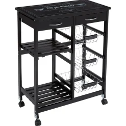 secret d'gourmet Carros De Soporte>Carrito Auxiliar Cocina negro