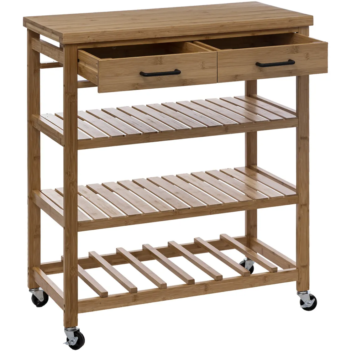 5five Muebles Y Carros De Apoyo>Carrito auxiliar de cocina de bambú c/3 estantes