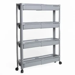 Carros De Soporte>Carrito auxiliar gris extensible con 4 cestos