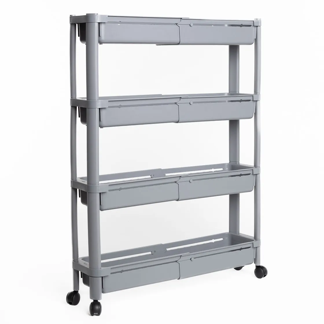 Carros De Soporte>Carrito auxiliar gris extensible con 4 cestos