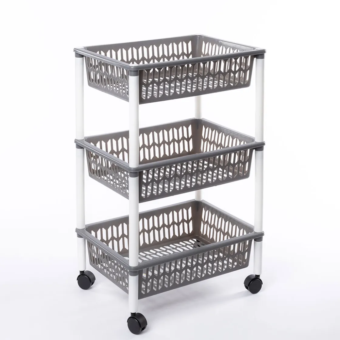 Carros De Soporte>Carrito con 3 cestas gris