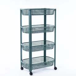 Carros De Soporte>Carrito De Cocina San Marino Verde Con 4 Cestos