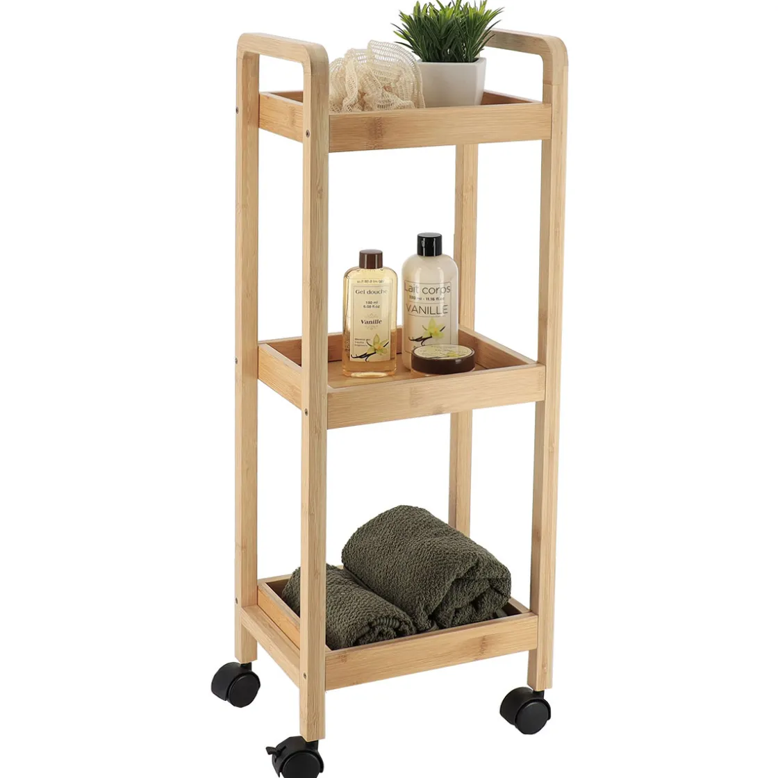 Muebles Con Lavabo Y Auxiliares>Carrito para baño con 3 baldas 79x28.5x21cm