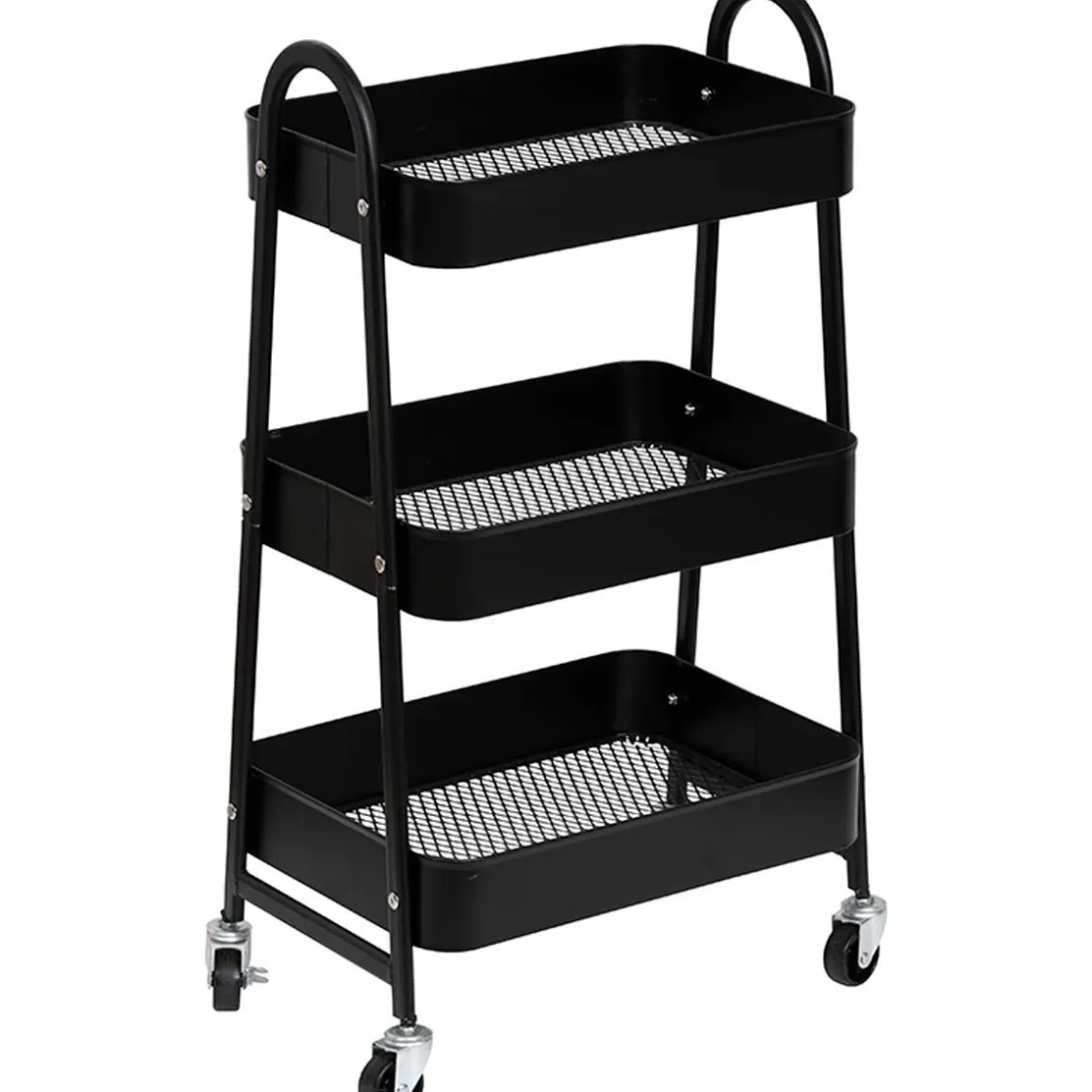 Muebles Con Lavabo Y Auxiliares>Carrito Para Baño Metal Negro Con Ruedas