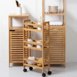 5five Muebles Con Lavabo Y Auxiliares>Carrito P/Baño C/Ruedas Y 3 Estantes