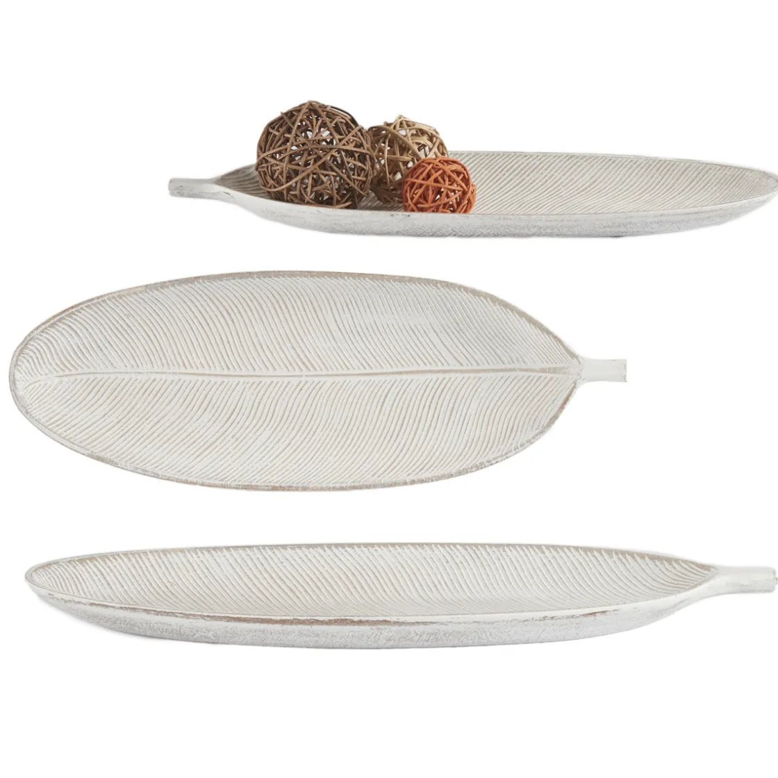 Accesorios|Estilo Rústico>Centro De Mesa Hoja Madera 40x14Cm