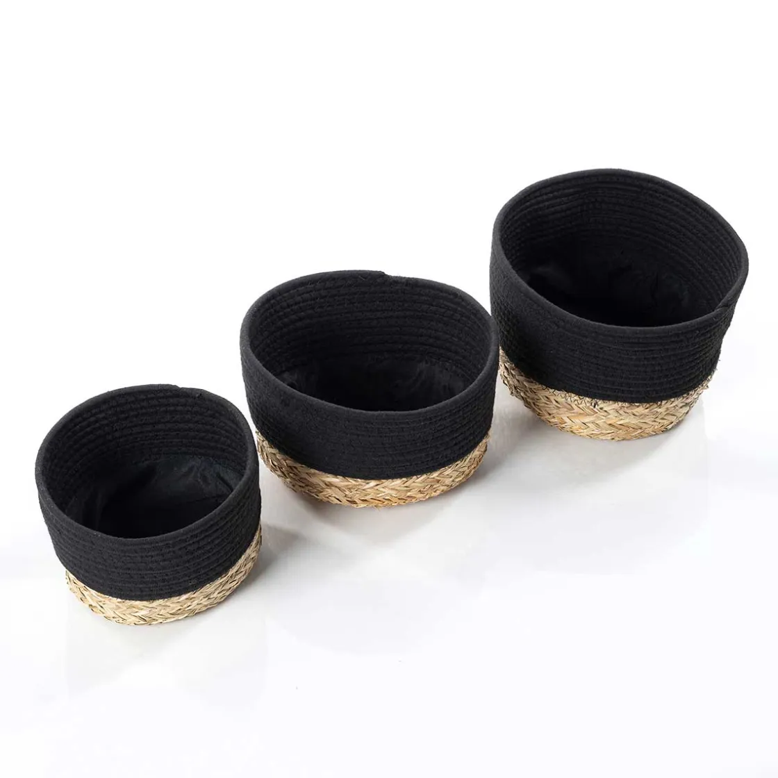 Cestas De Almacenamiento>Cesta baño negro natural 20x25cm