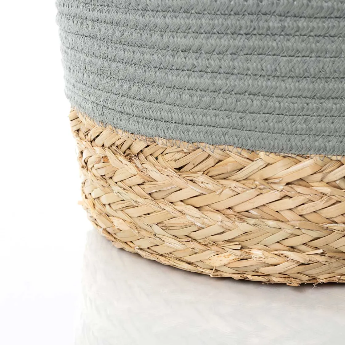 Cestas De Almacenamiento>Cesta baño verde caqui y natural 25x32cm