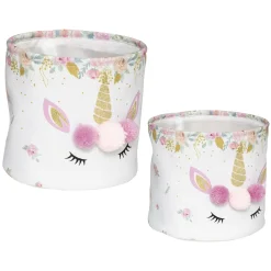 atmosphera4kids Almacenamiento>Cesta Blanca Unicornio 22x20Cm