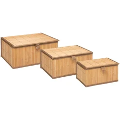 5five Cestas De Almacenamiento>Cesta C/Tapa De Bambú Beige Tam.2/3