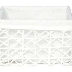 Cestas De Almacenamiento>Cesta de baño blanca forrada con tejido 15x19cm