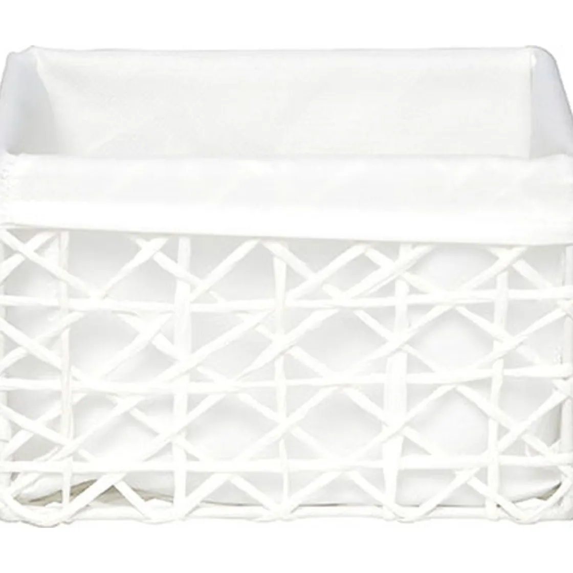 Cestas De Almacenamiento>Cesta de baño blanca forrada con tejido 15x19cm