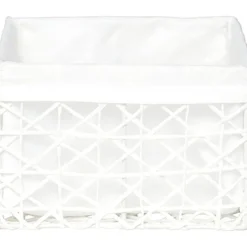 Cestas De Almacenamiento>Cesta de baño blanca forrada con tejido 18x21cm