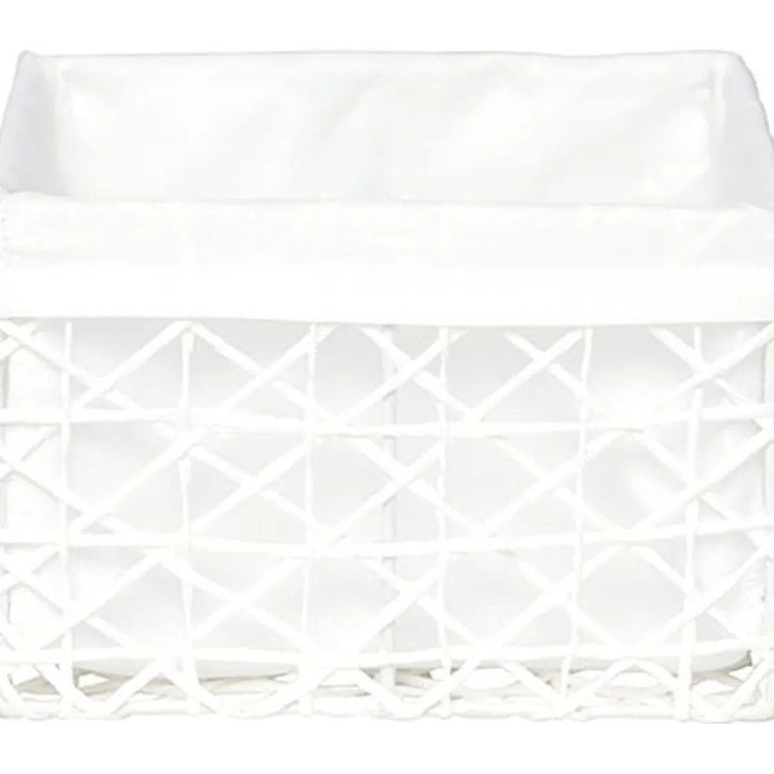 Cestas De Almacenamiento>Cesta de baño blanca forrada con tejido 18x21cm