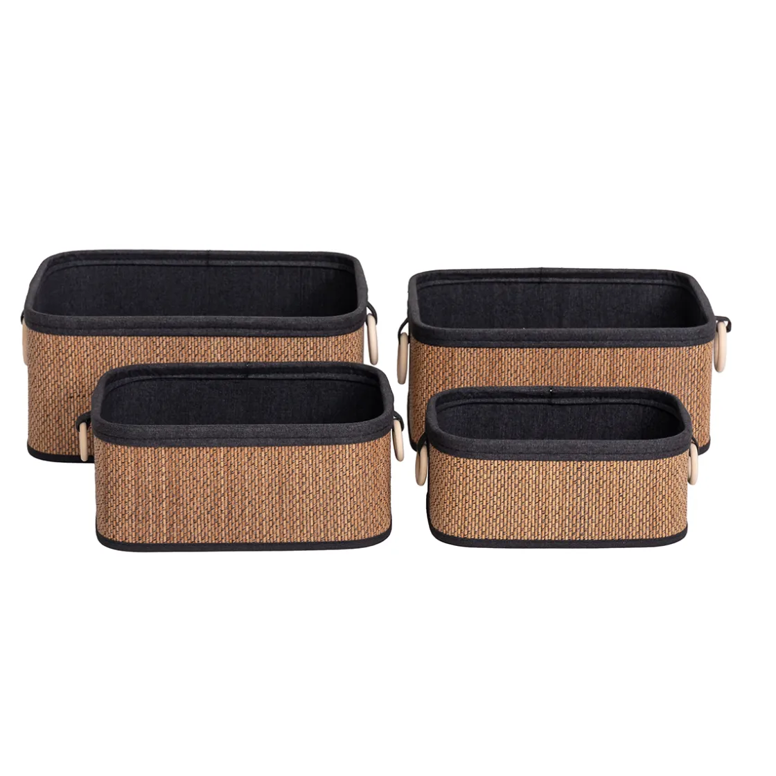 Cestas De Almacenamiento>Cesta de baño de bambú con asa de madera 26x36cm