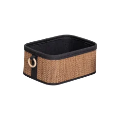 Cestas De Almacenamiento>Cesta de baño de bambú con asa de madera 23x33cm