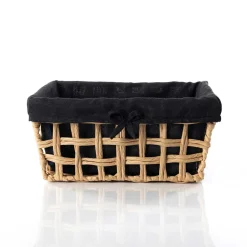 Cestas De Almacenamiento>Cesta de baño negra y beige 20x28cm
