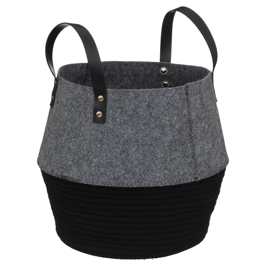 atmosphera Cestas Y Baúles>Cesta de fieltro gris y negro SOUL 31cm