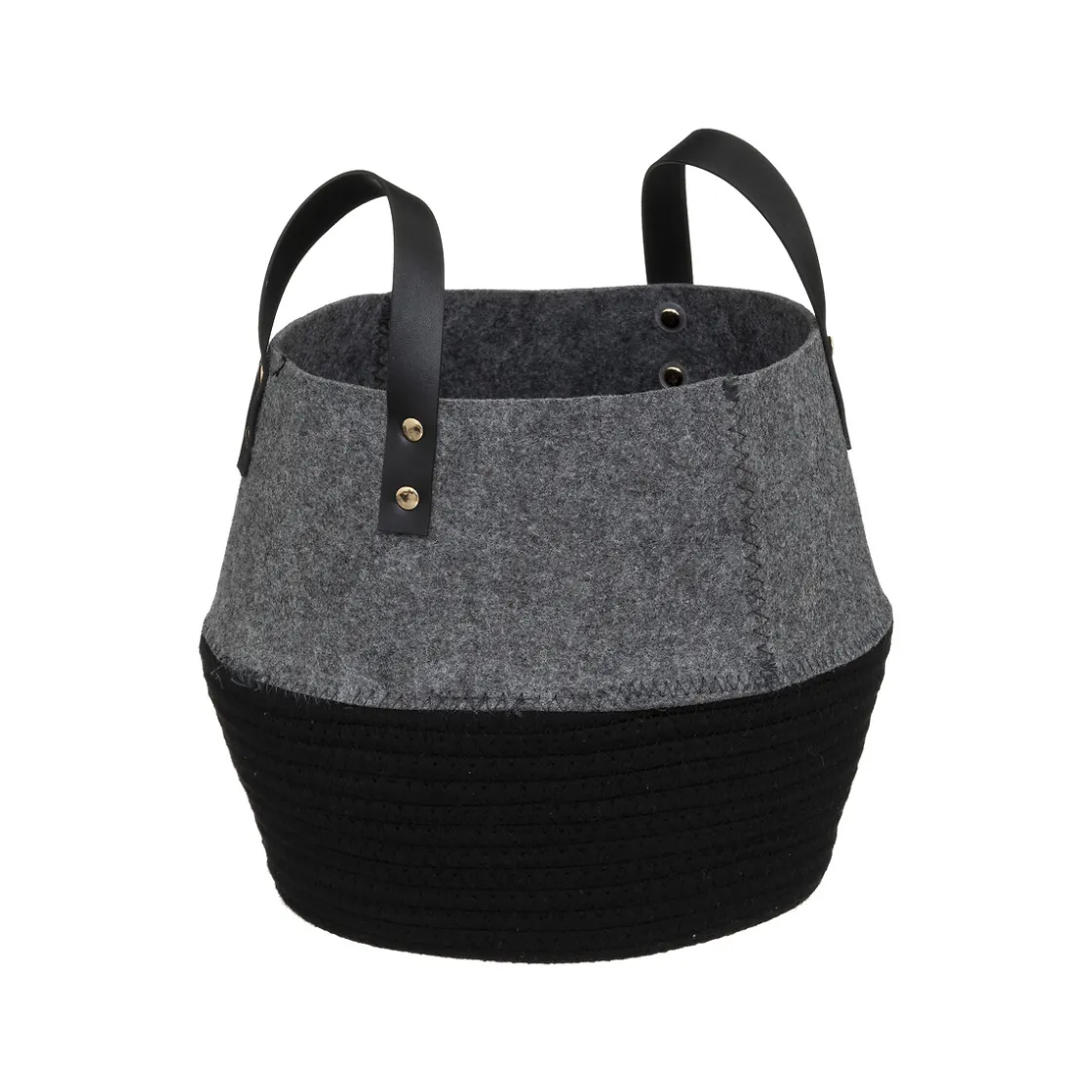 atmosphera Cestas Y Baúles>Cesta de fieltro gris y negro SOUL 28cm
