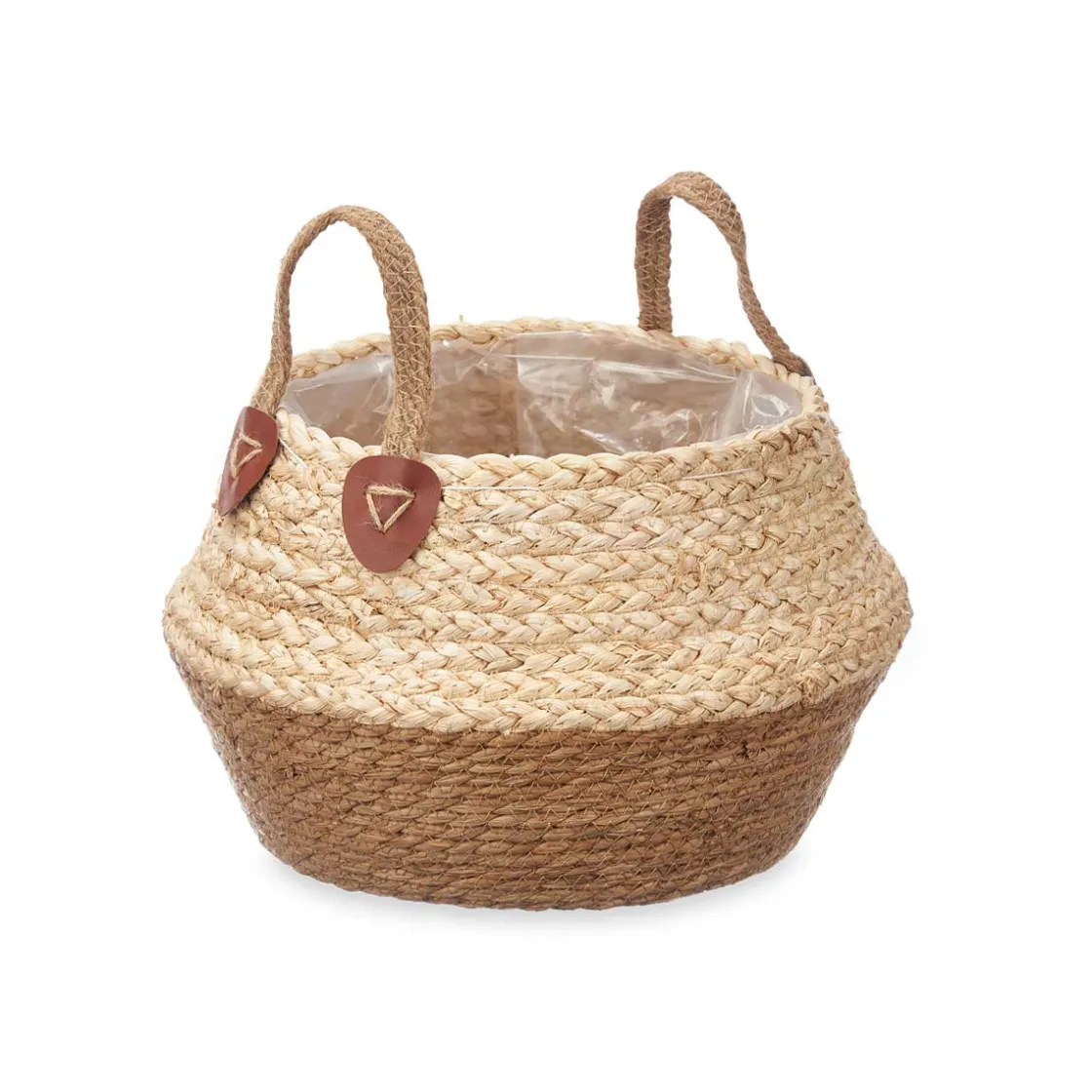 Cestas Y Baúles>Cesta De Rafia Beige y Marrón 30cm