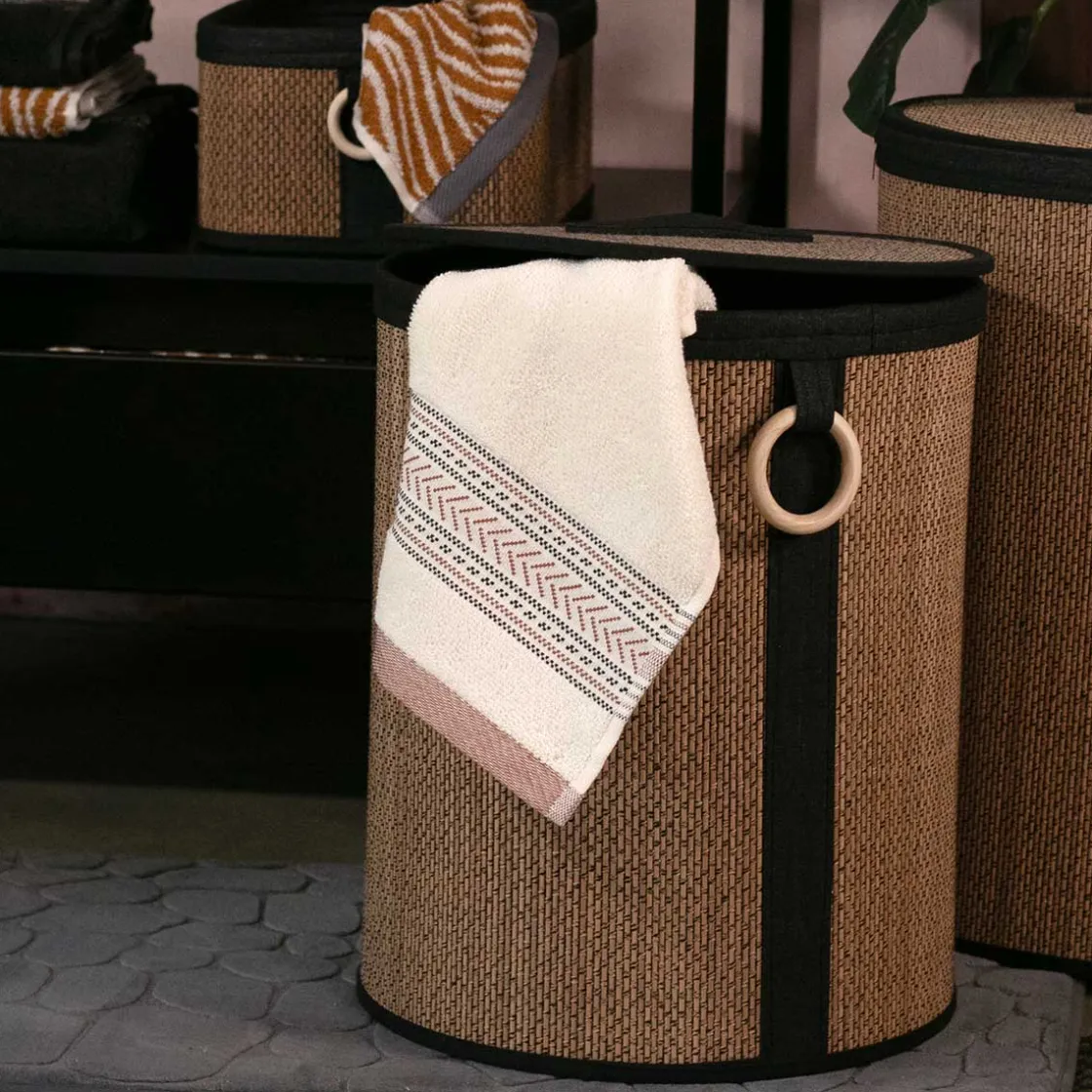 Cestas Para La Ropa Sucia>Cesta para colada con tapa y asa de madera 29cm