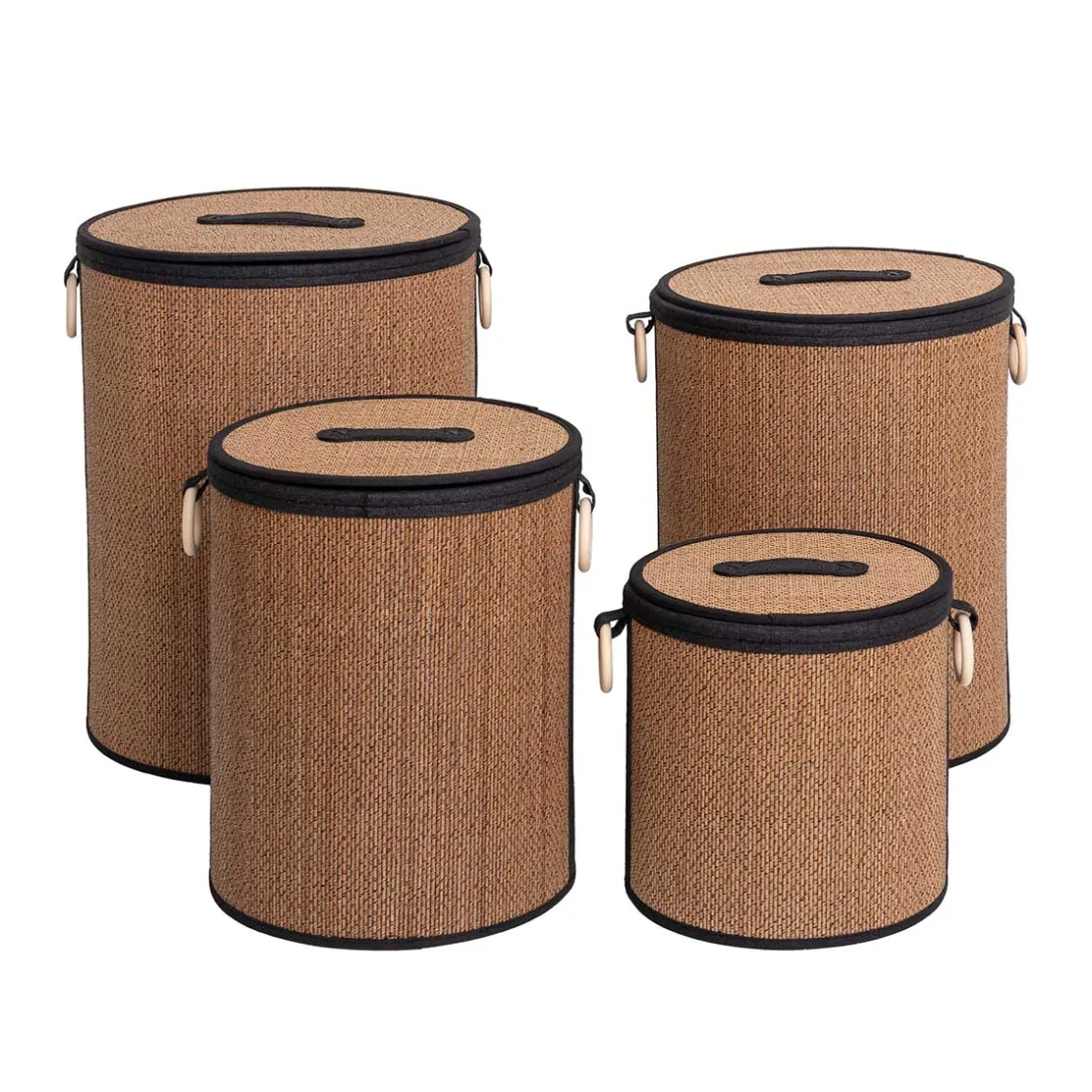 Cestas Para La Ropa Sucia>Cesta para colada con tapa y asa de madera 29cm