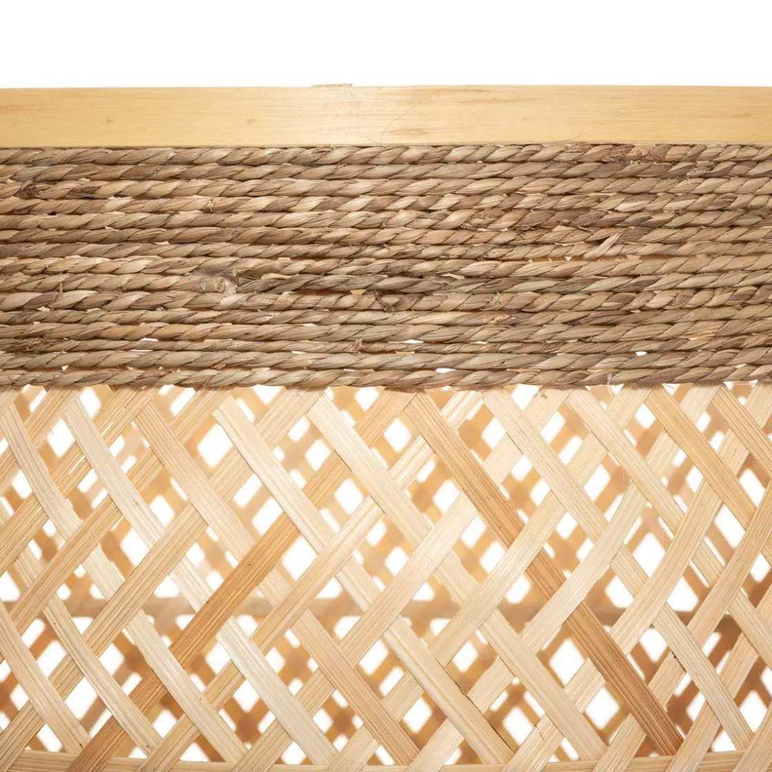 atmosphera Cestas Y Baúles>Cesta redonda beige de bambú 24x30cm