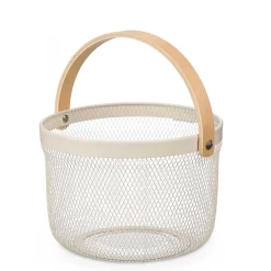 Encimera Y Lavavajillas>Cesta redonda de metal blanco 25.5cm