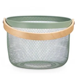 Encimera Y Lavavajillas>Cesta redonda de metal verde 25.5cm