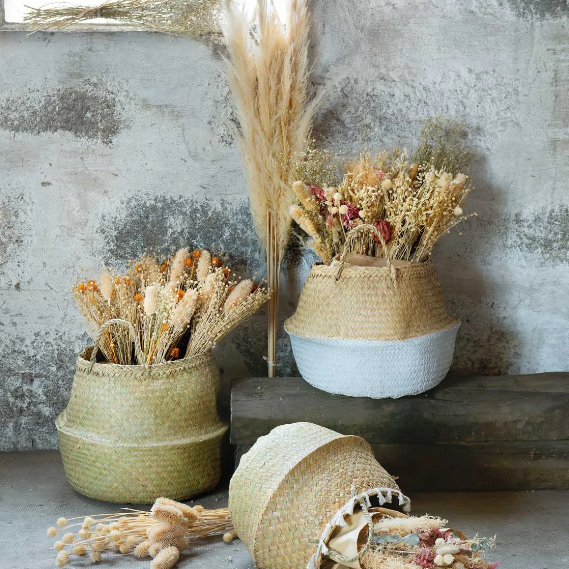 atmosphera Cestas Y Baúles>Cesta Seagrass Con Asas Natural 40x40Cm