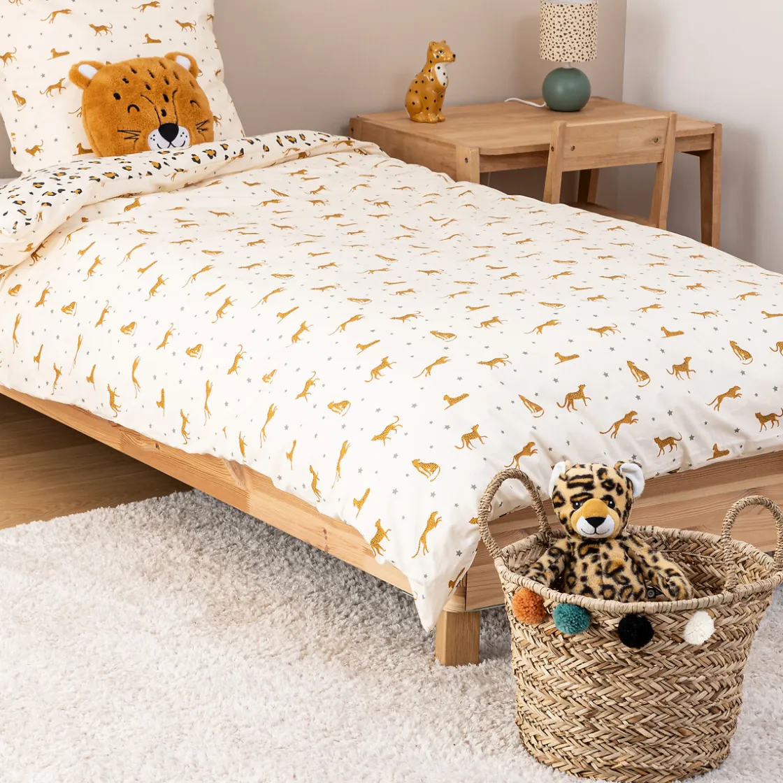 atmosphera4kids Almacenamiento>Cesto De Almacenaje De Leopardo Con Pompones