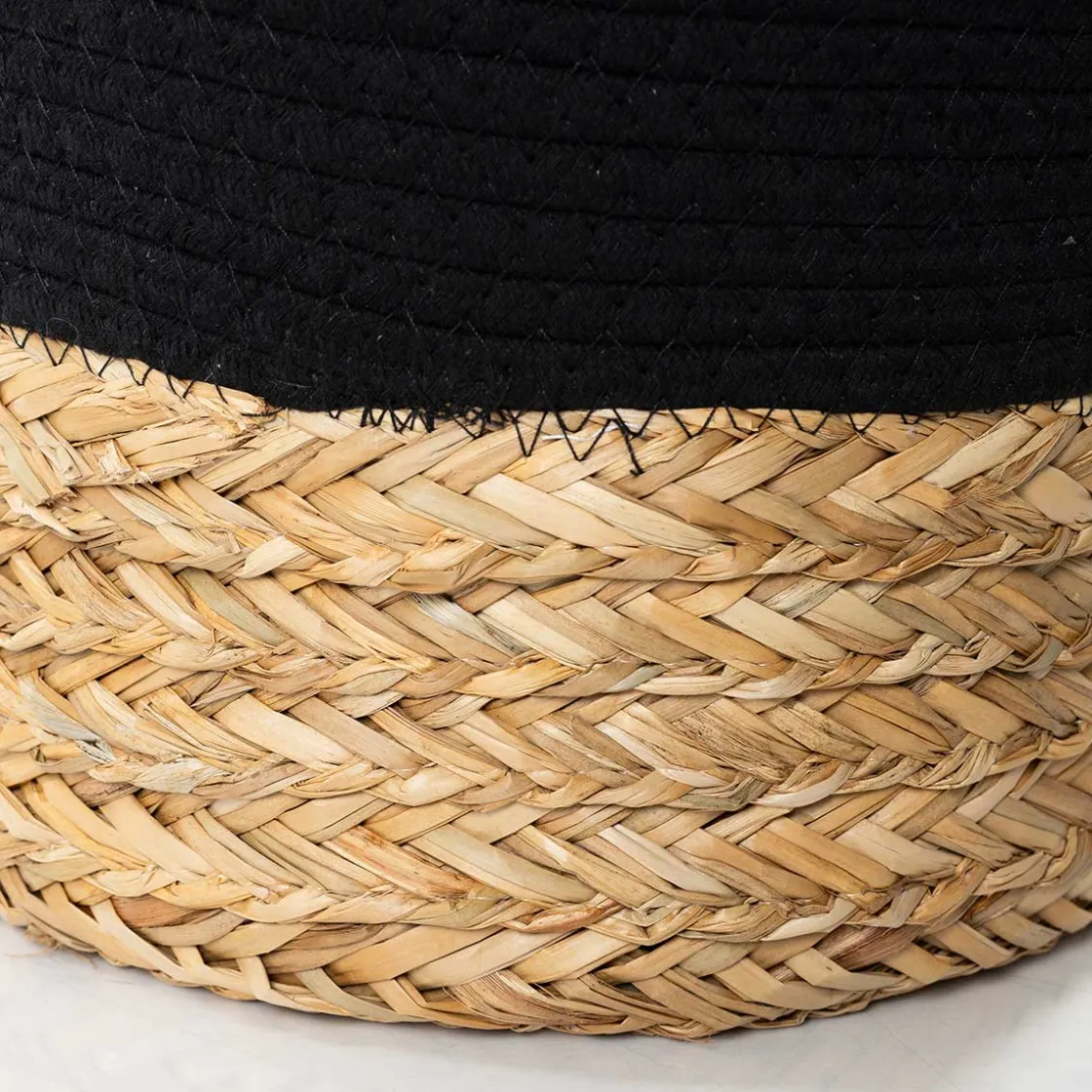 Cestas Para La Ropa Sucia>Cesto de baño negro y natural 45cm