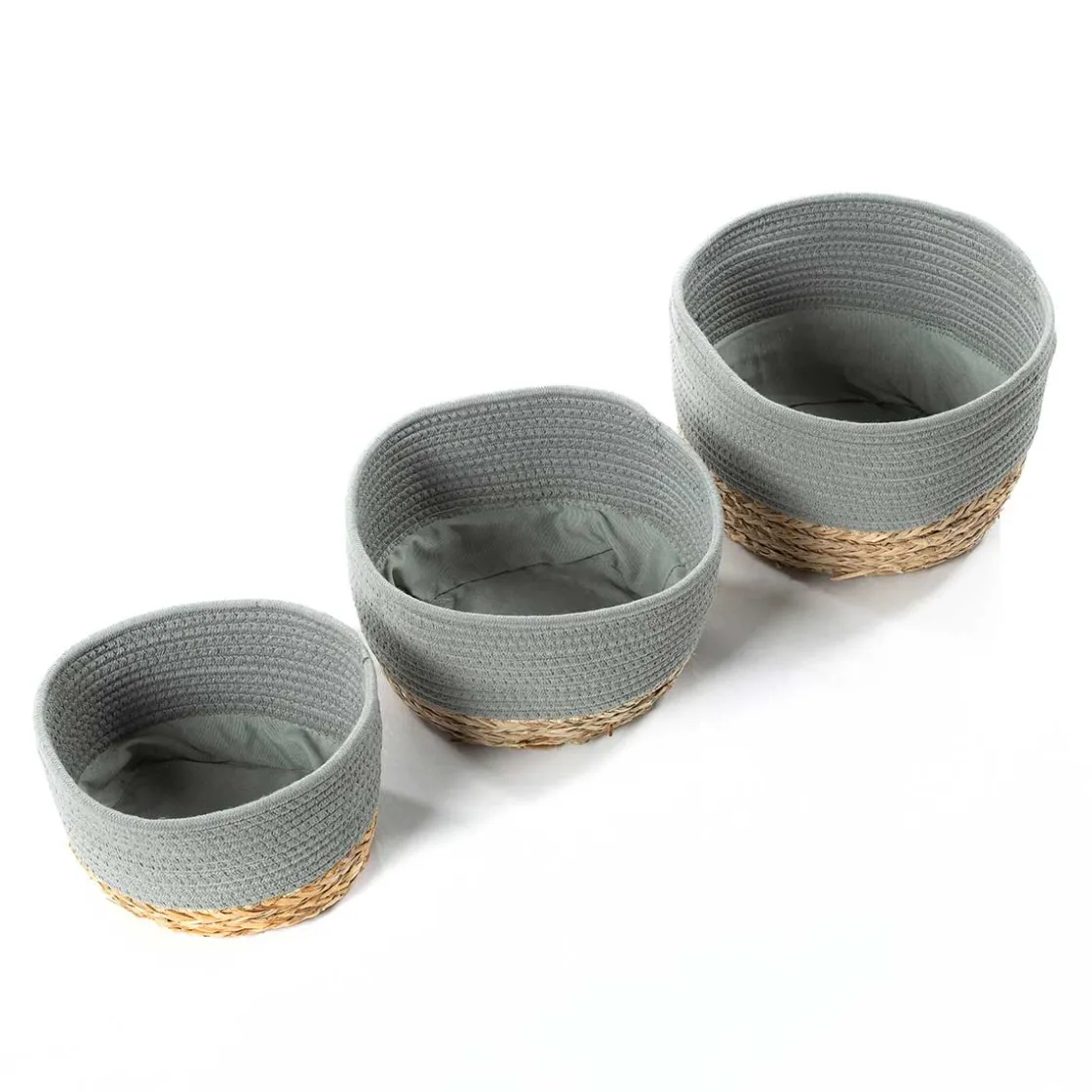 Cestas De Almacenamiento>Cesto de baño verde caqui y natural 20x25cm
