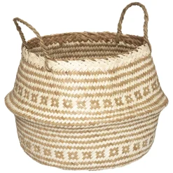 atmosphera Cestas Y Baúles>Cesto Decorativo Con Asas Beige 35x30Cm