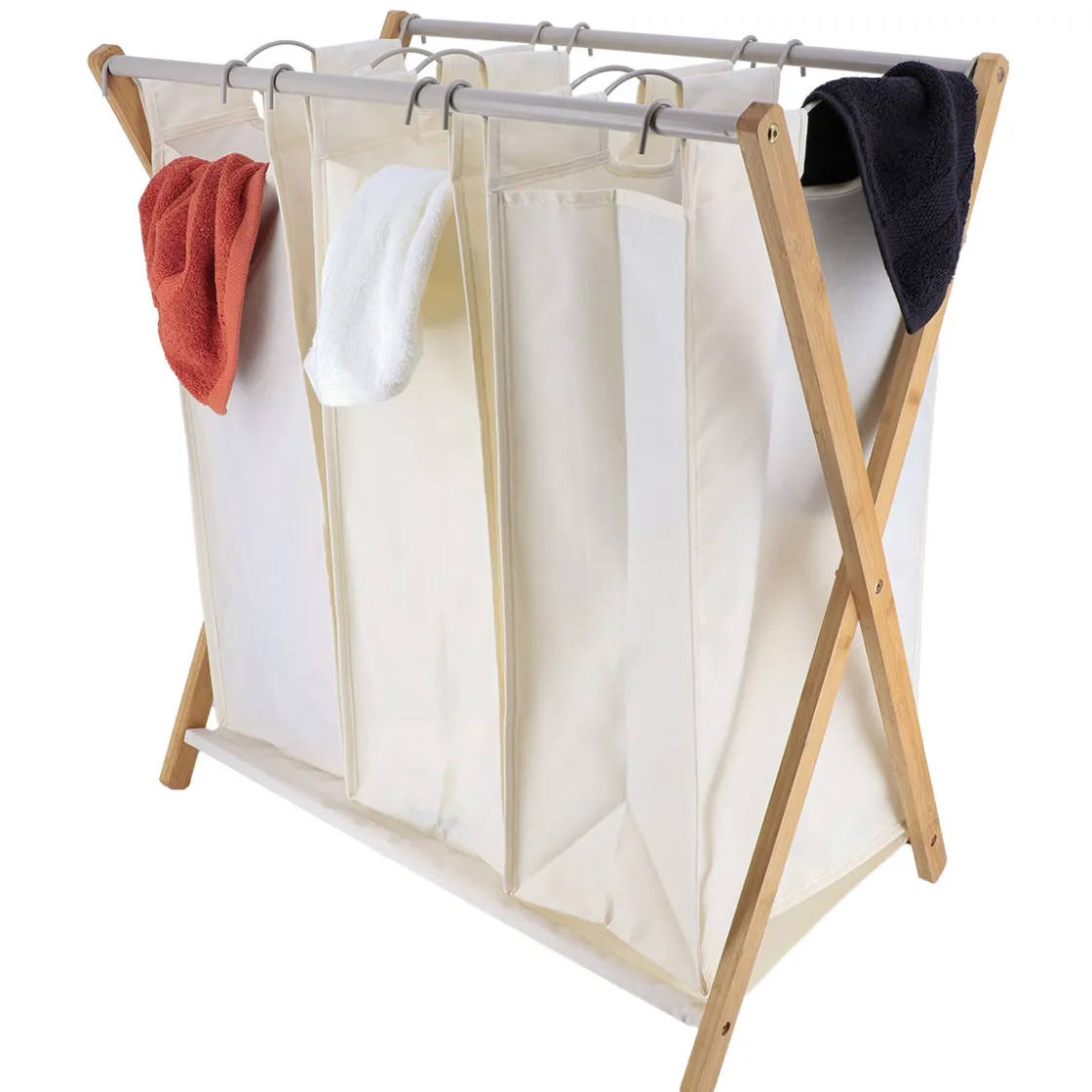 Cestas Para La Ropa Sucia>Cesto para colada bambú y poliéster natural