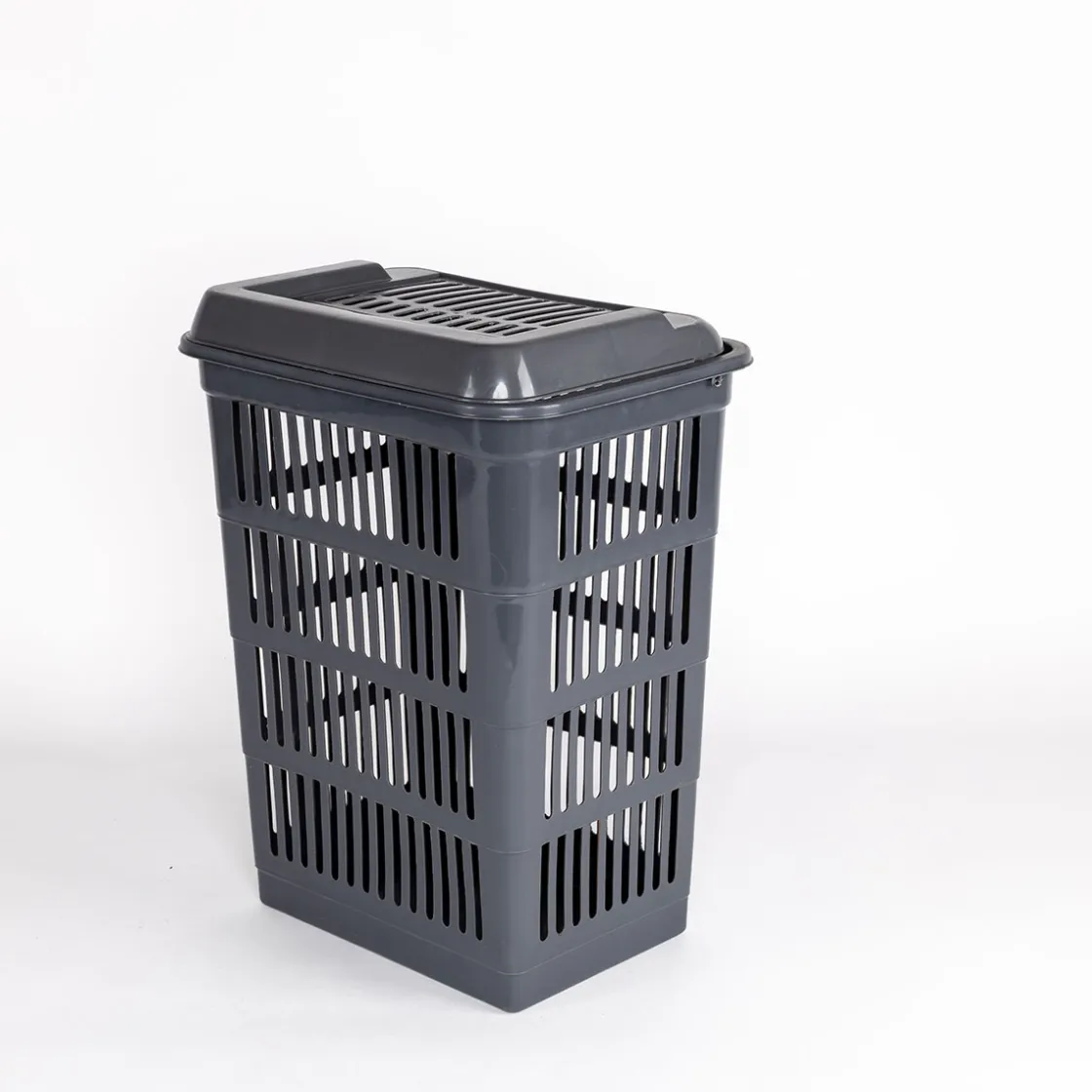 Cestas Y Palanganas>Cesto para colada con tapa gris 40L