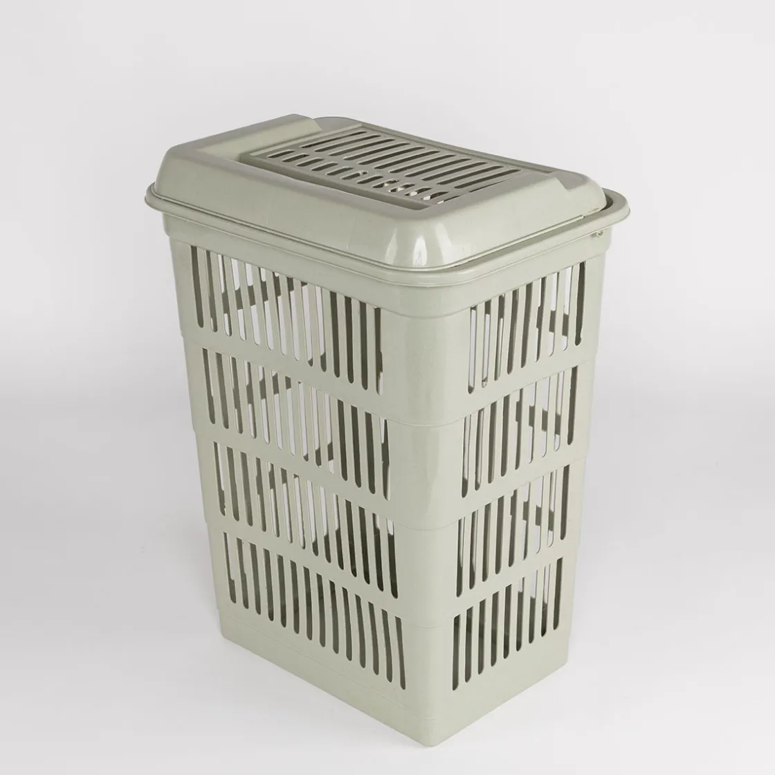Cestas Y Palanganas>Cesto para colada con tapa verde 40L