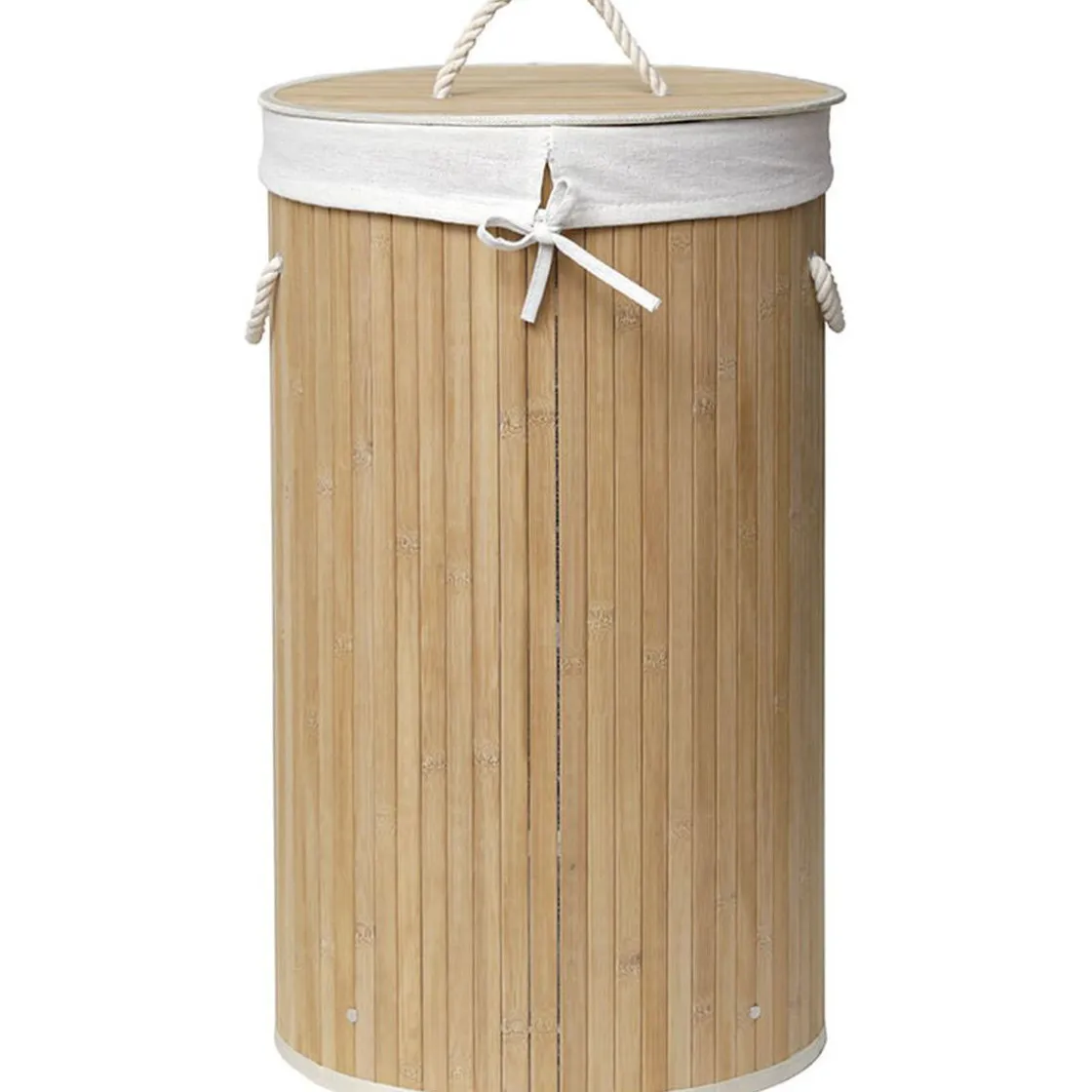 Cestas Para La Ropa Sucia>Cesto para colada redondo natural bambú