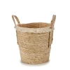 Cestas Y Baúles>Cesto redondo paja beige con pelo 35cm