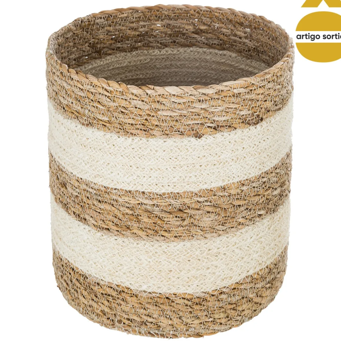 5five Cestas Y Baúles>Cesto Seagrass Natural Y Blanco 18cm