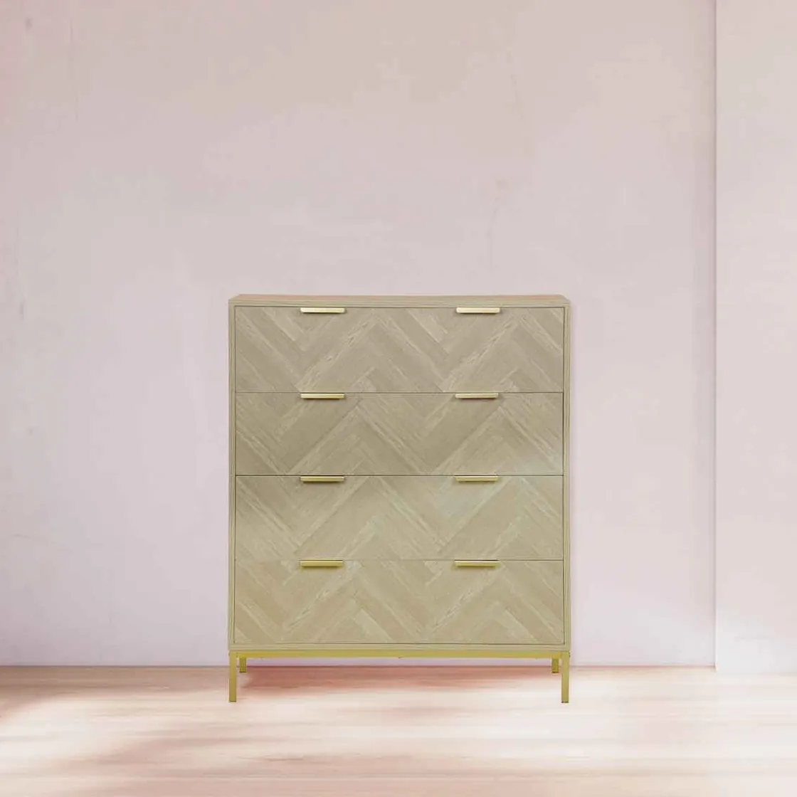 Estantes Y Cómodas|Estilo Contemporaneo>Cómoda CHEVRON beige con 4 cajones