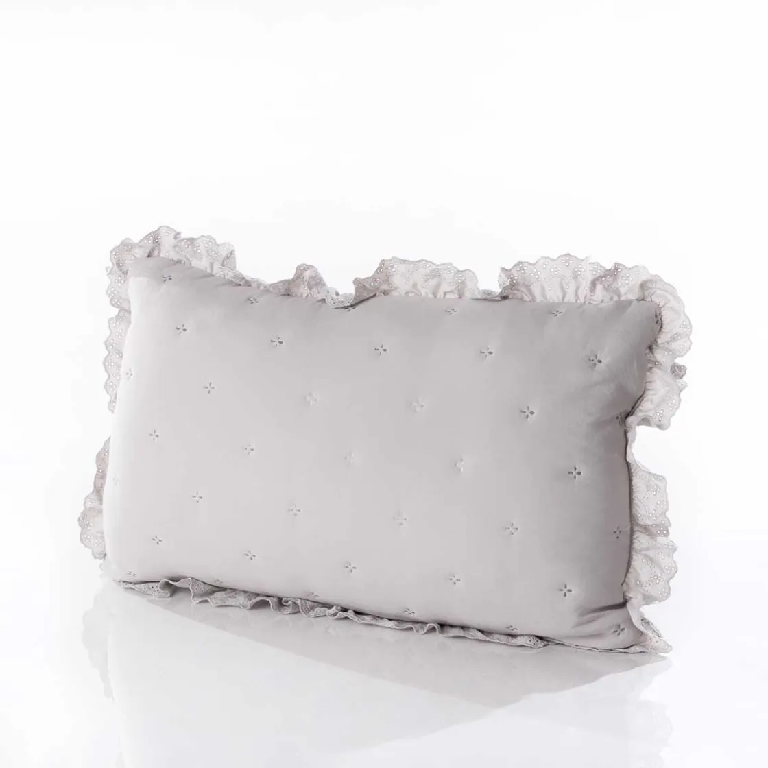 Cojines Y Fundas Decorativas>Cojín AMALFI gris con encaje 45x60cm