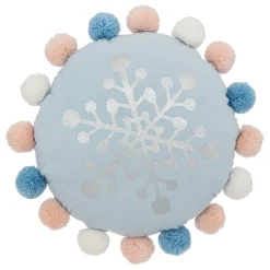 atmosphera4kids Téxtil>Cojín Azul Snow Con Pompones 35cm