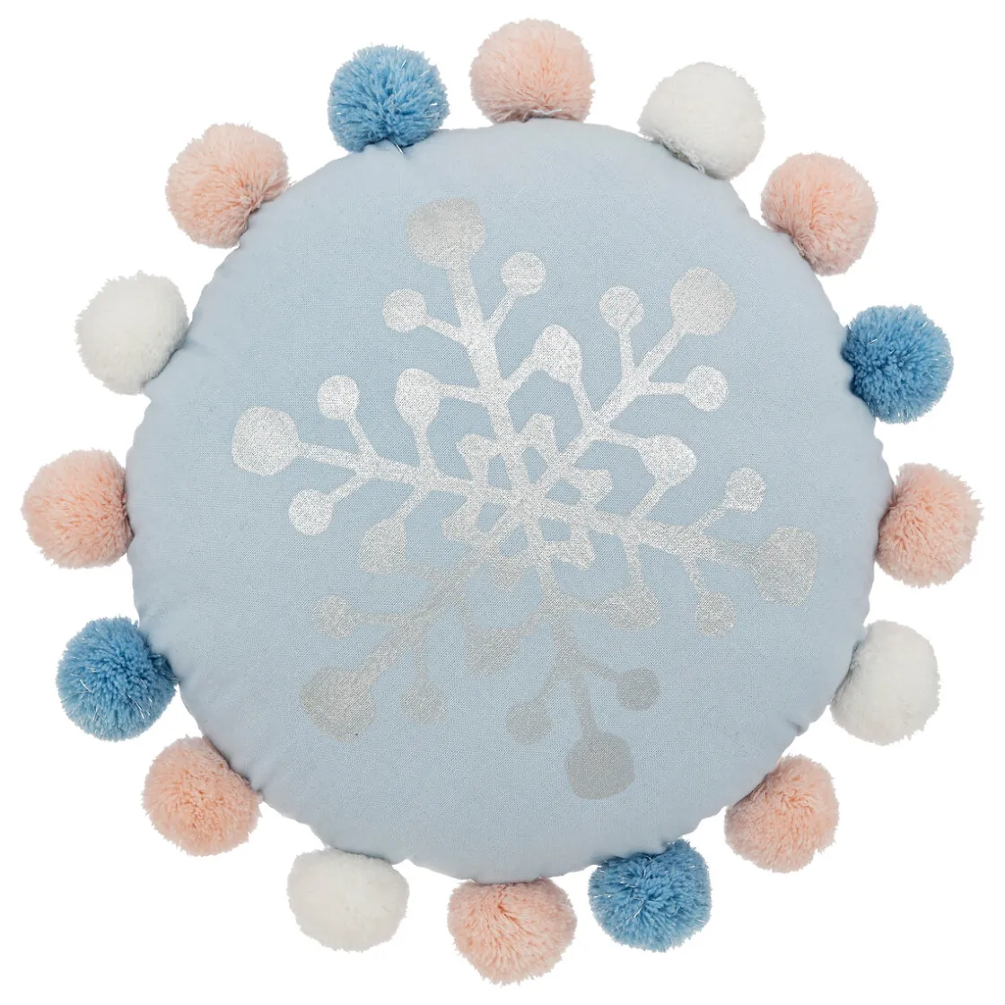 atmosphera4kids Téxtil>Cojín Azul Snow Con Pompones 35cm