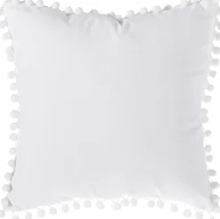 atmosphera Cojines Y Fundas Decorativas>Cojín Blanco Con Pompones 40x40Cm