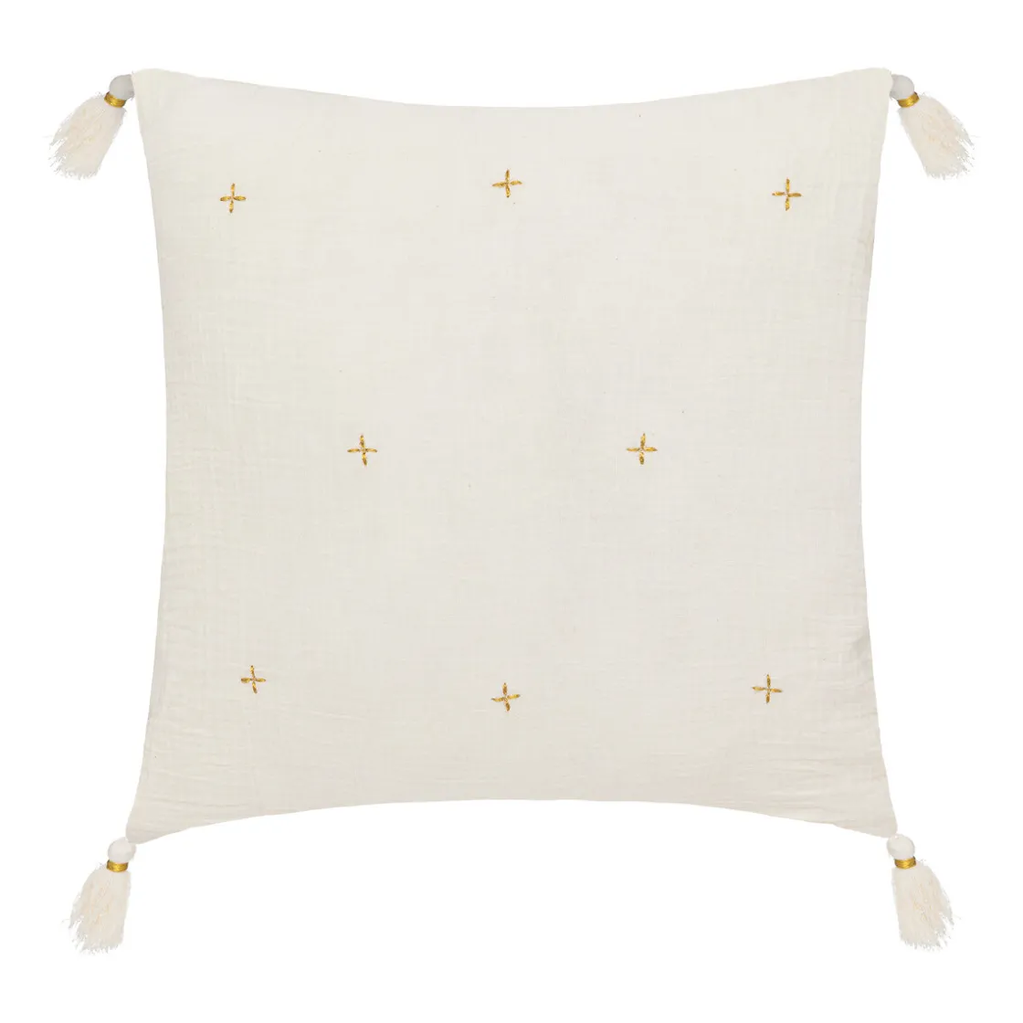 atmosphera Cojines Y Fundas Decorativas>Cojín Gaze Marfil Con Cruces 40x40Cm